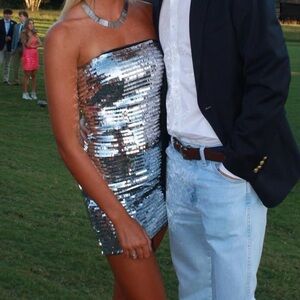 Clarisse Silver Sequin Mini Dress